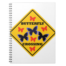 Butterfly Crossing Street Sign Spiral Notebook