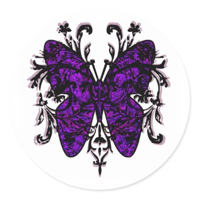 Butterfly Effect (purple) Round Stickers by TOEtalitee