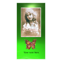 BUTTERFLY EMERALD GREEN ,red Photo Card Template