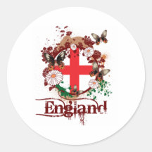Butterfly England Round Stickers