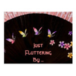 Butterfly Fan on Pink Lace Happiness Post Card