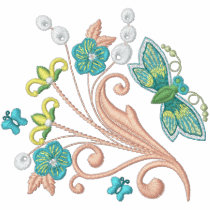 Butterfly Flower Embroidered Women's Polo T-Shirt