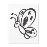 Butterfly Flying in Black and White Sketch Post Card