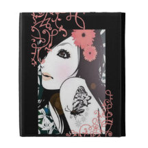 Butterfly Girl Floral Swirls iPad Folio Covers