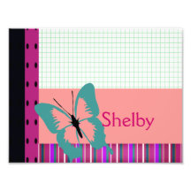 Butterfly & Graph Paper Name Personalize Photo Print