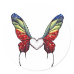 Butterfly Heart Round Sticker
