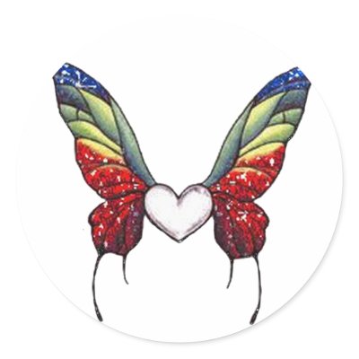 Butterfly Heart Round Stickers by fstasu54
