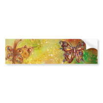 BUTTERFLY IN GOLD SPARKLES BUMPER STICKERS