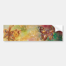 BUTTERFLY IN GOLD SPARKLES BUMPER STICKERS
