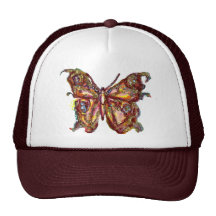 BUTTERFLY IN GOLD SPARKLES TRUCKER HAT