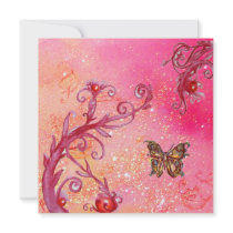 BUTTERFLY IN PINK SPARKLES 2 Elegant Wedding Party Custom Announcement