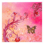 BUTTERFLY IN PINK SPARKLES 2 Elegant Wedding Party Custom Announcement