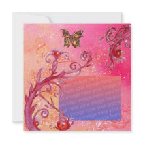 BUTTERFLY IN PINK SPARKLES  Wedding Photo Template Custom Announcements