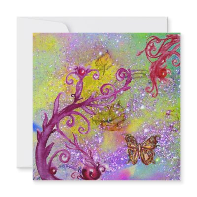 BUTTERFLY IN PURPLE SPARKLES Elegant Wedding Party Custom Invitations by bulgan_lumini