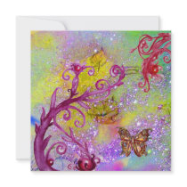 BUTTERFLY IN PURPLE SPARKLES Elegant Wedding Party Custom Invitations