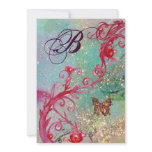 BUTTERFLY IN SPARKLES 2 Elegant Wedding Monogram Personalized Invitation