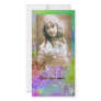 BUTTERFLY IN SPARKLES bright purple green blue Customized Photo Card