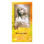 BUTTERFLY IN SPARKLES bright red orange yellow Photo Greeting Card