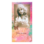 BUTTERFLY IN SPARKLES bright red ,pink green Photo Greeting Card