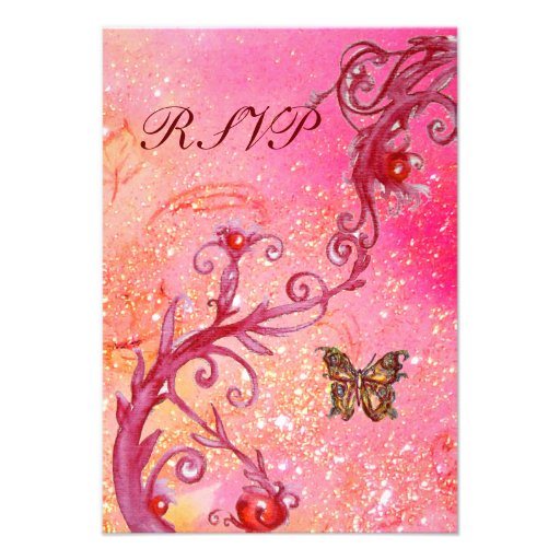 BUTTERFLY IN  SPARKLES RSVP, Elegant Wedding Party Personalized Invite