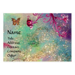 BUTTERFLY IN SPARKLES,TEAL PINK SWIRLS MONOGRAM BUSINESS CARDS
