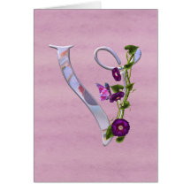 Butterfly Initial V Greeting Cards