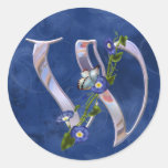 Butterfly Initial W Round Sticker
