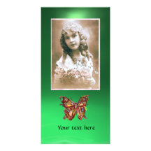 BUTTERFLY JADE GREEN ,red Photo Card