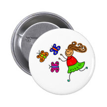 Butterfly Kid Pinback Buttons