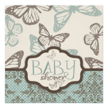 Butterfly Kisses Retro Invitation Square