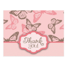 Butterfly Kisses Thank You Postcard