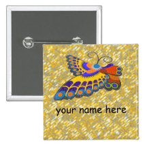 Butterfly name badge buttons
