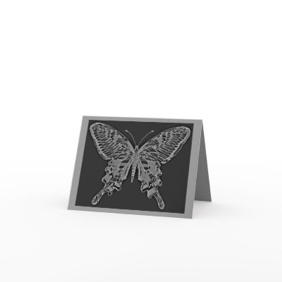 Butterfly Negative Effect Grey on Black Note Card by TrevorStar