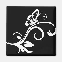 Butterfly On Leafy Vine Fridge Magnet