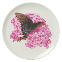 Butterfly on Pink Lantanas Party Plate