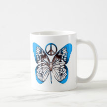 BUTTERFLY & PEACE SIGN COFFEE MUGS