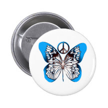 BUTTERFLY & PEACE SIGN PINBACK BUTTON