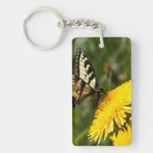 Butterfly Perch Rectangular Acrylic Keychains