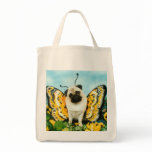 Butterfly Pug Grocery Bag