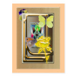 butterfly-queen with yellow rose post card