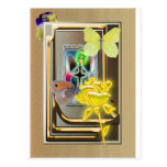 butterfly-queen with yellow rose post cards