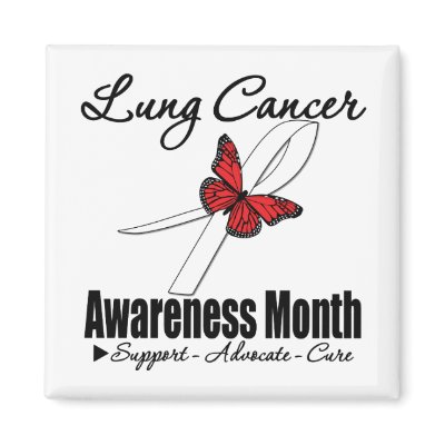 Butterfly Ribbon - Lung Cancer Awareness Month Fridge Magnet by cancerapparel