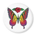 butterfly rose fridge magnet