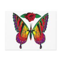 butterfly rose postcard