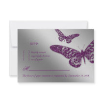 Butterfly RSVP Wedding Reply Card Purple Personalized Announcement