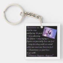 Butterfly Saying Key-Chain Square Acrylic Keychains