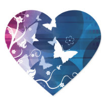 Butterfly Silhouettes Heart Sticker