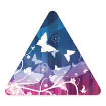Butterfly Silhouettes on Blue and Purple Triangle Stickers