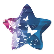 Butterfly Silhouettes on Blue and Purple Stickers