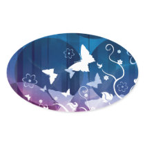Butterfly Silhouettes Oval Stickers